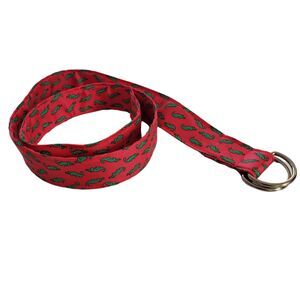 ALYNN 100% Silk Golf Belt Pink Green Alligator D Ring Women's Size M 32-34